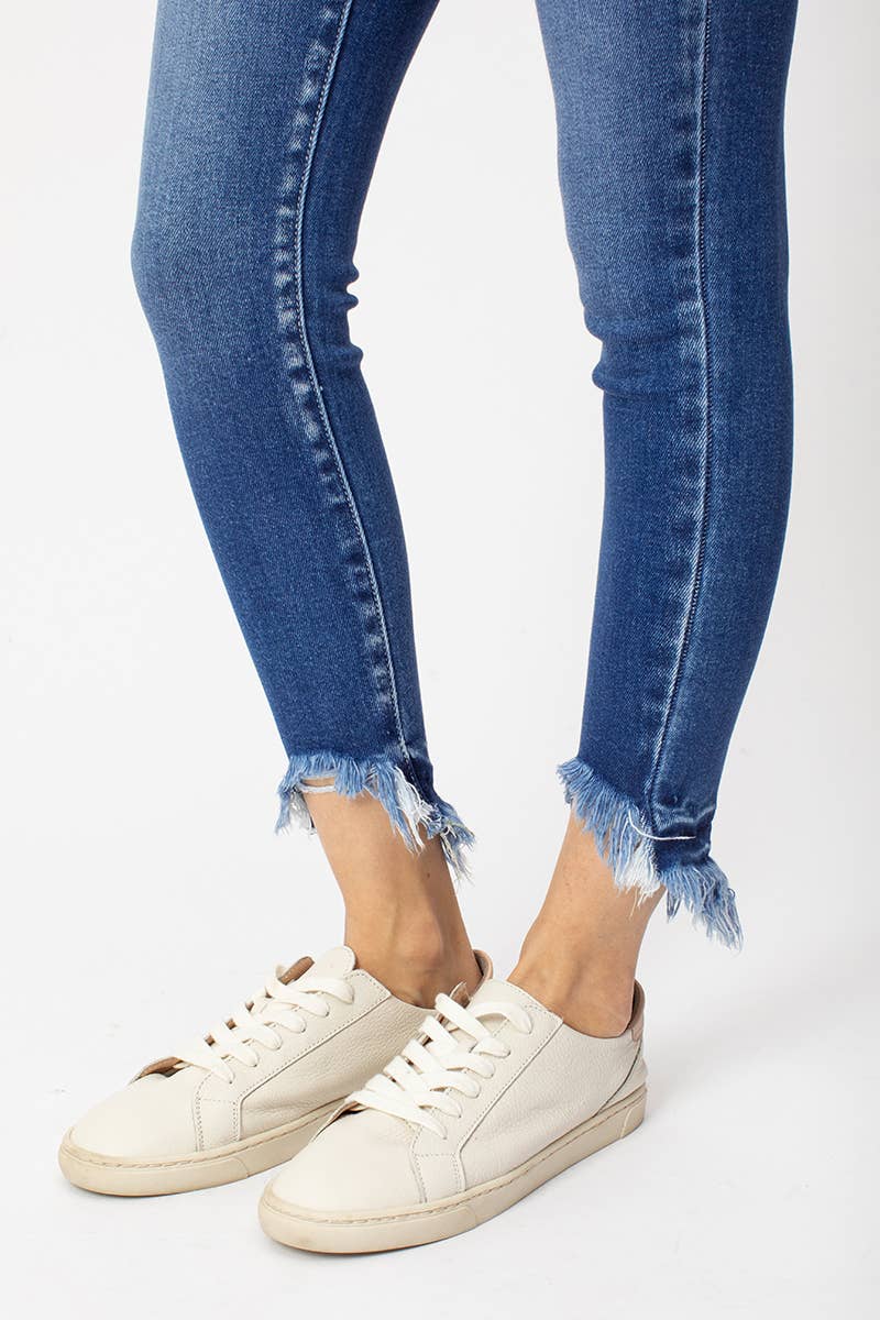 Gemma High Rise Frayed Ankle Skinny Jeans ~ Denim