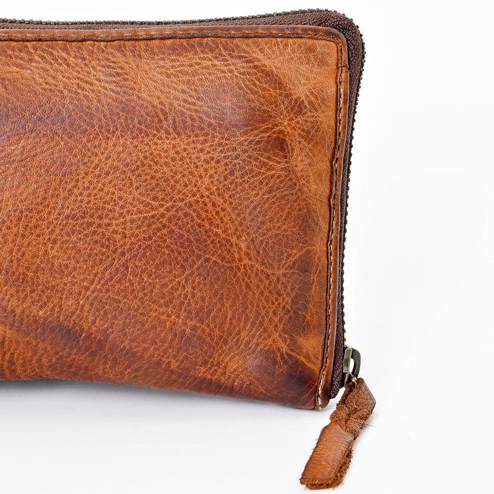 Genuine Leather Zip Around Wallet