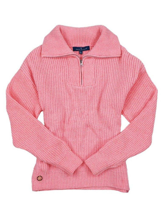 Simply Southern Quarter Zip Sweater Pullover ~ Candy Pink