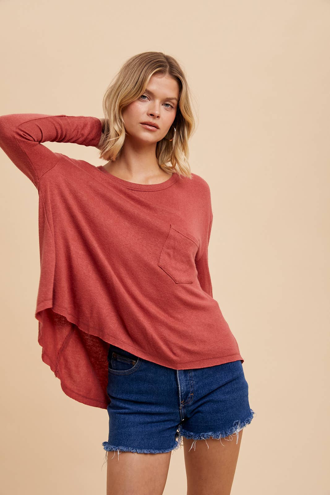 Heather Hi Low Exaggerated Back Ho Low Top ~ Burnt Ginger