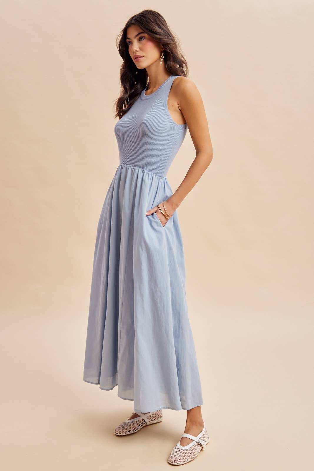 Rosalie Tank Midi Dress ~ Blue Aura