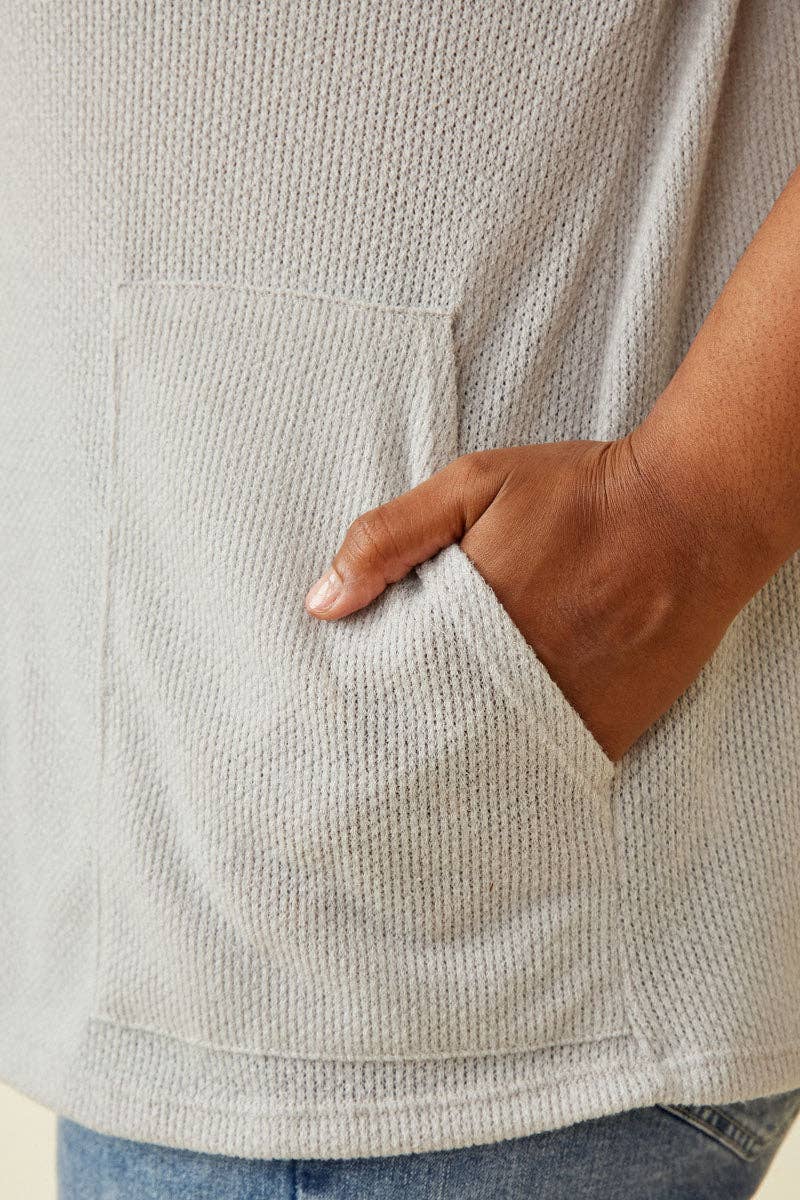 Waverly Waffle Knit  Dolman Top ~ Light Grey