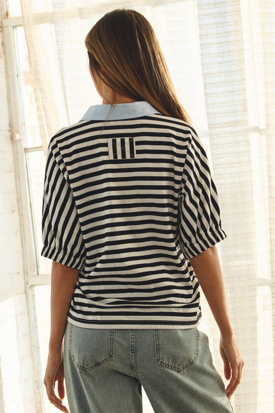 Sidney Striped Pullover Top ~ Black/White