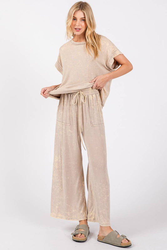 Tiffany Mineral Wash Top ~ Taupe