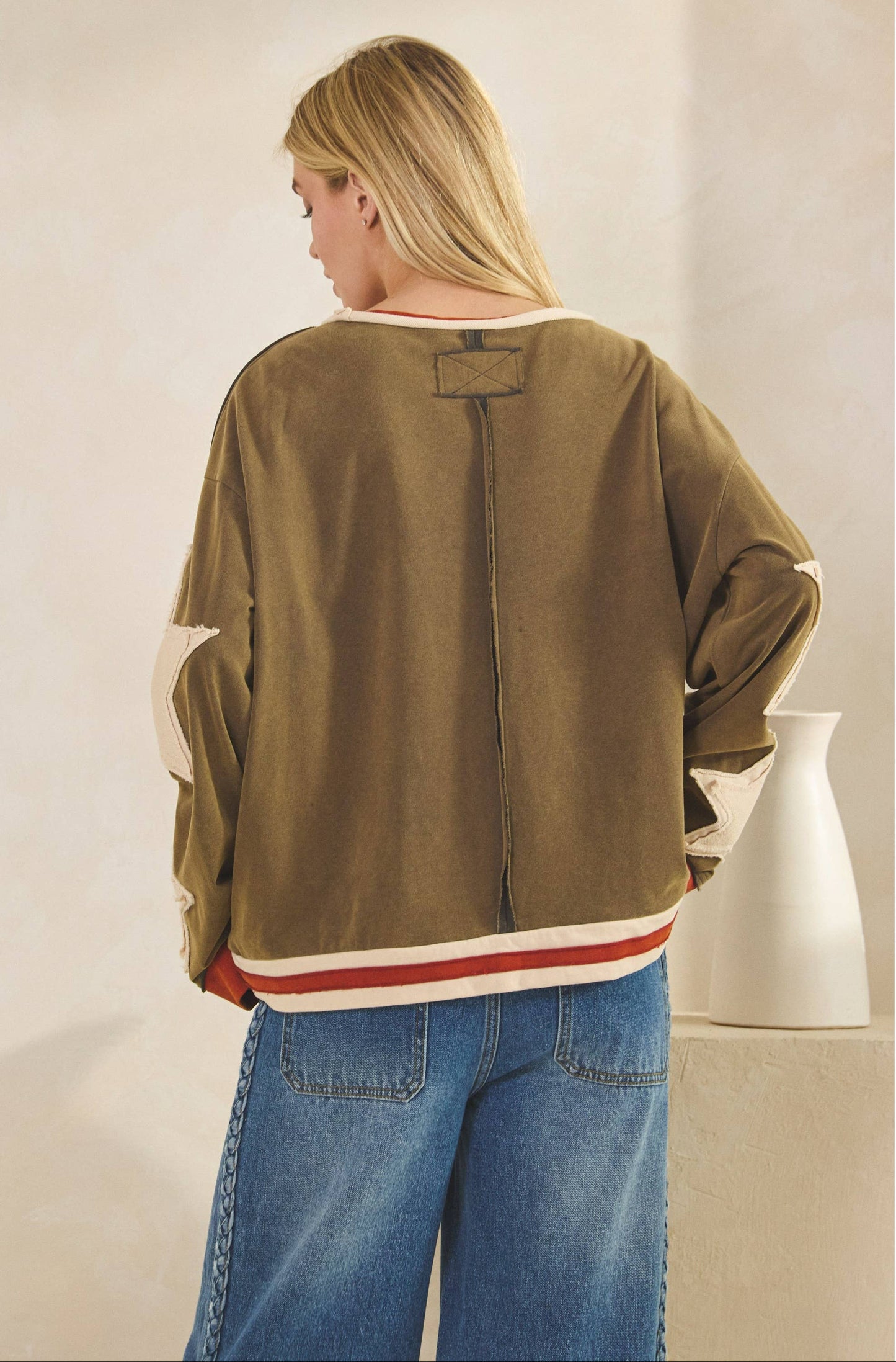 Vivian Vintage Star Patch Pullover ~ Ash