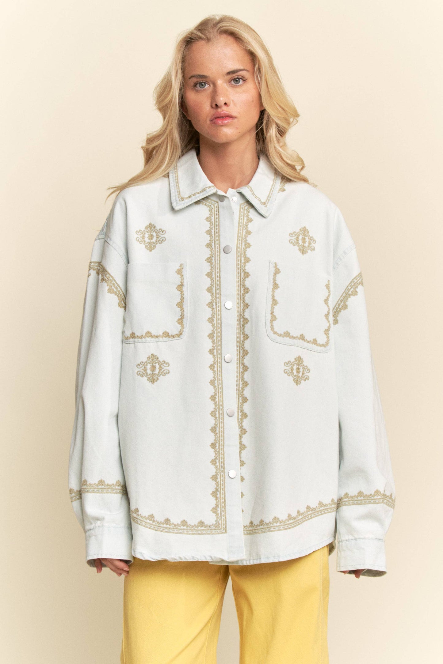 Laniey Soft Wash Denim Shirt Jacket ~ Light Wash