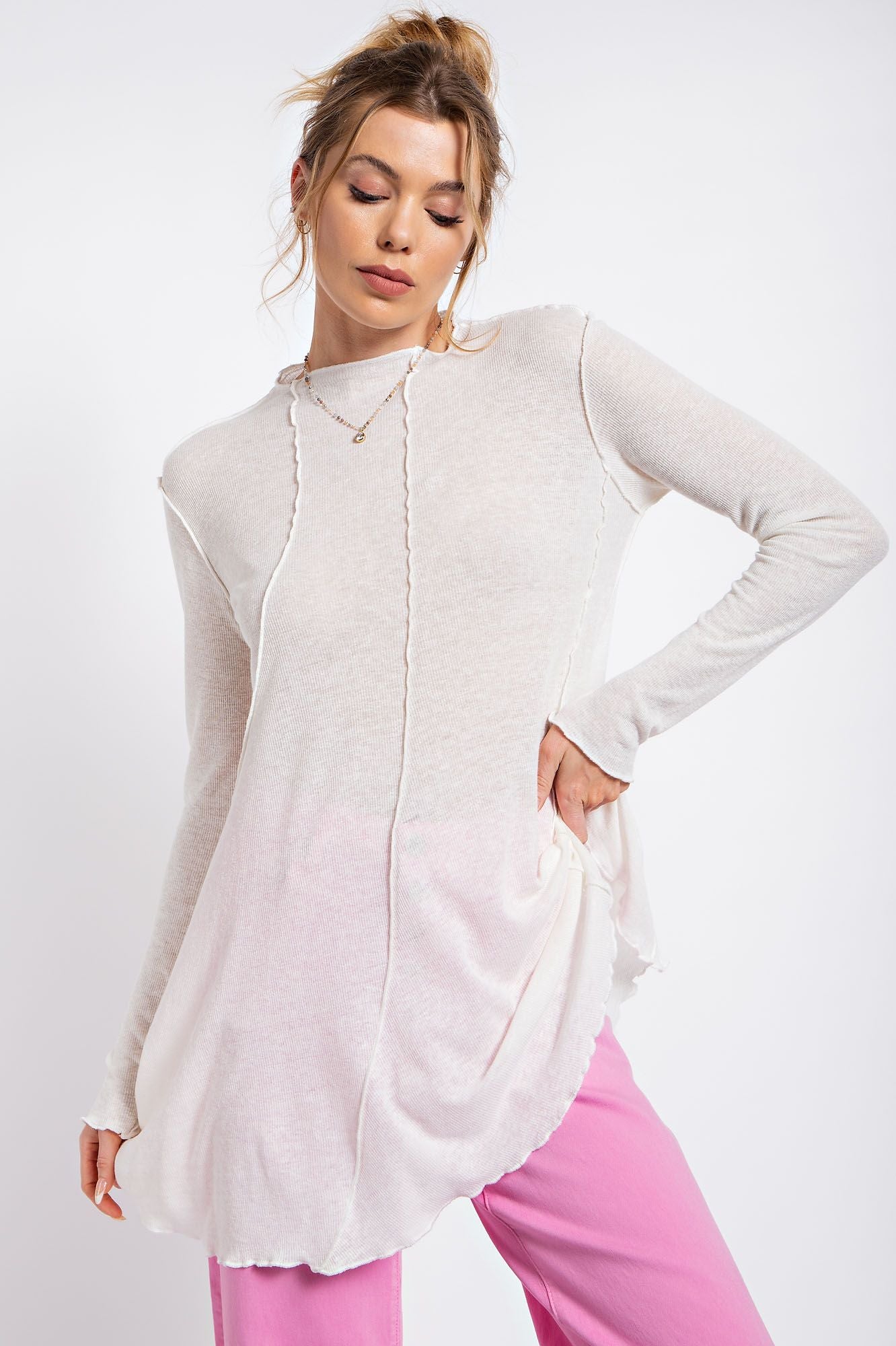 Elodie Rib Outseam Tunic ~ Ivory