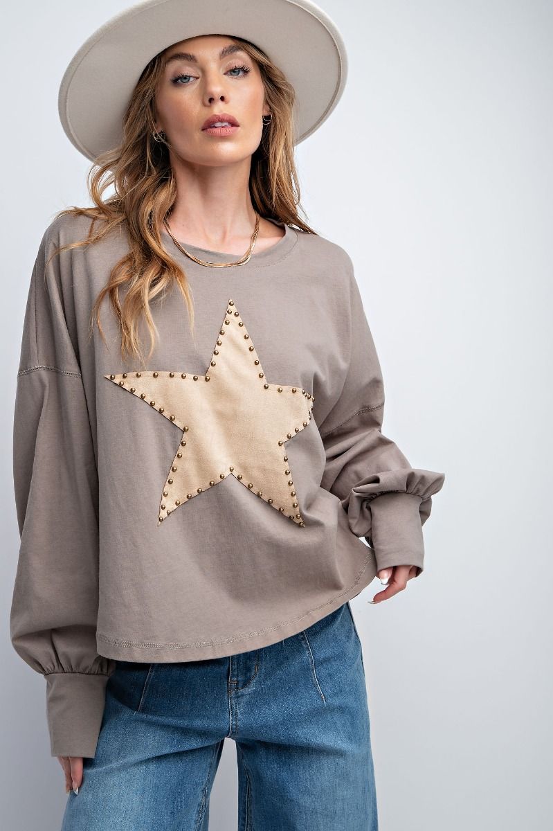 Dharma Suede Star Patch Top ~ Ash