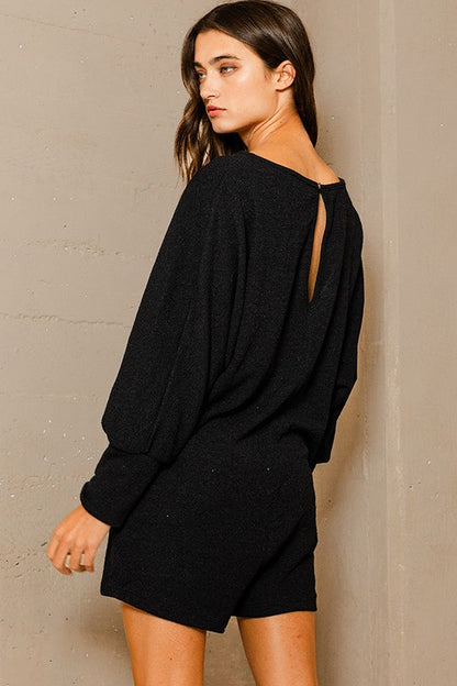 Avery Dolman Sleeve Knit Romper ~ Black