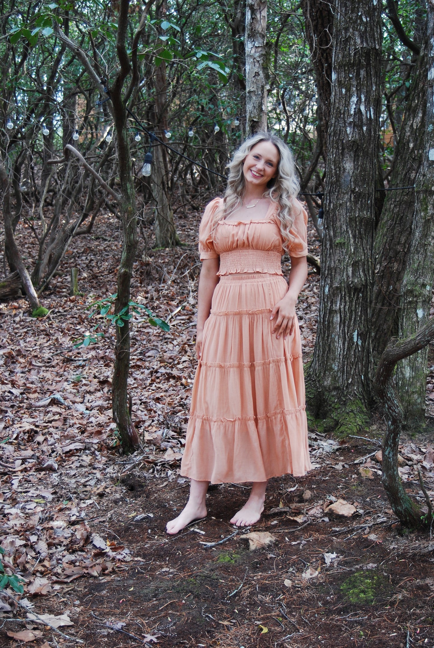 Ashlyn Solid Tiered Skirt ~ Dusty Orange