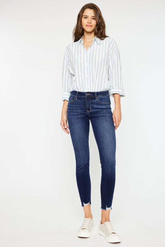 Victoria Mid Rise Ankle Skinny Jeans ~ Dark Denim