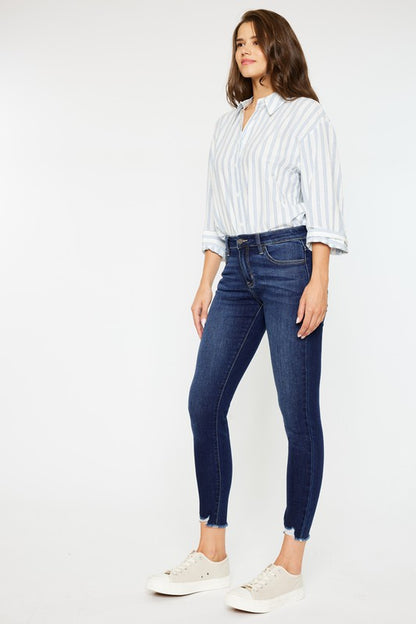 Victoria Mid Rise Ankle Skinny Jeans ~ Dark Denim