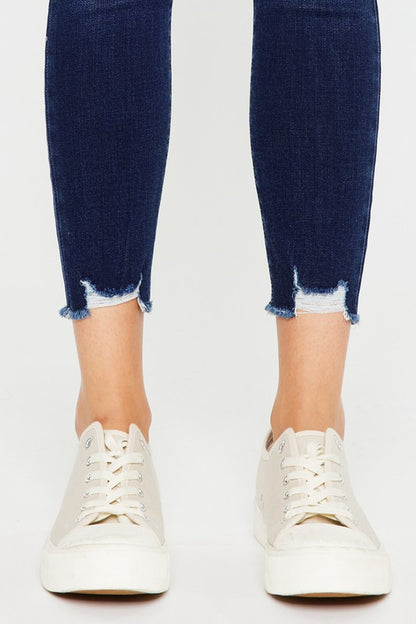 Victoria Mid Rise Ankle Skinny Jeans ~ Dark Denim