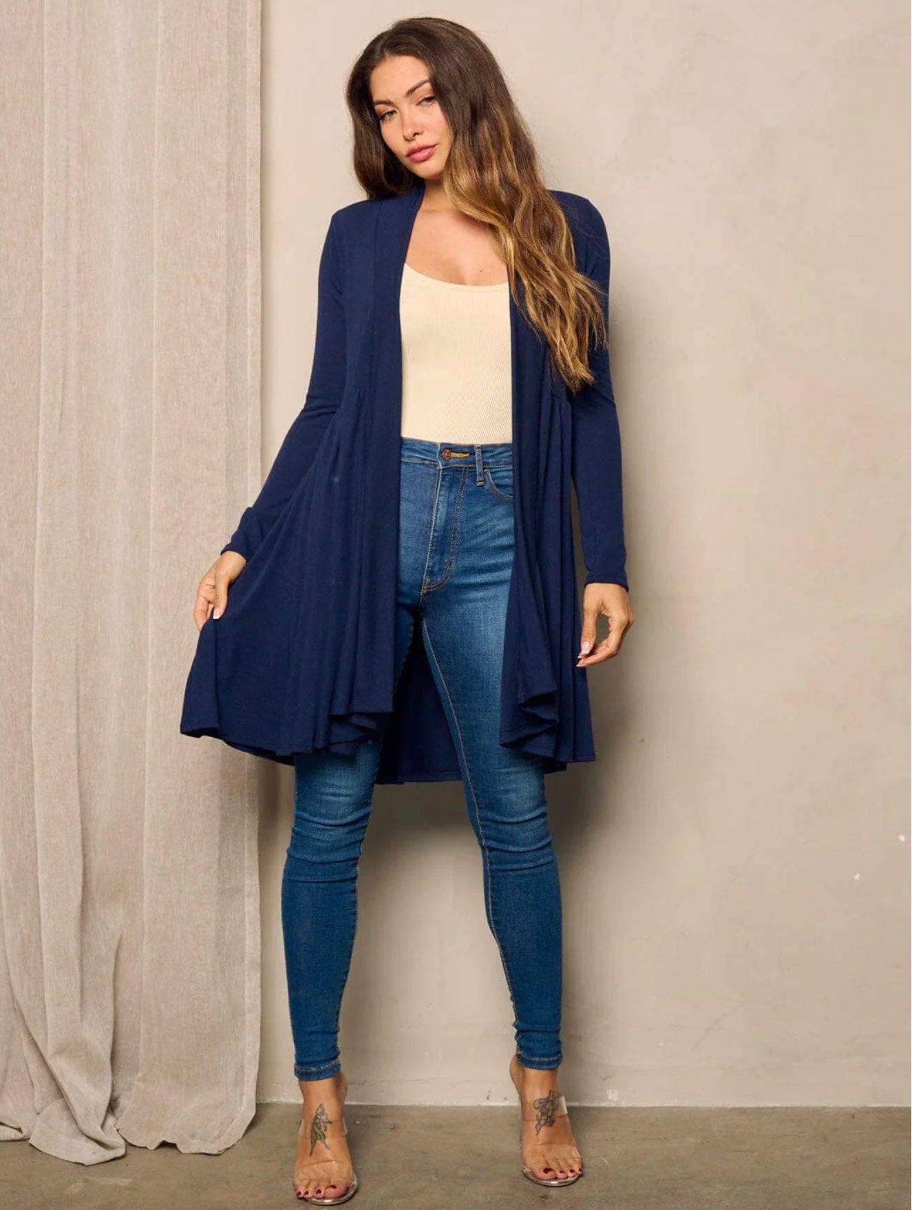 Emaline Open Front Cardigan Navy