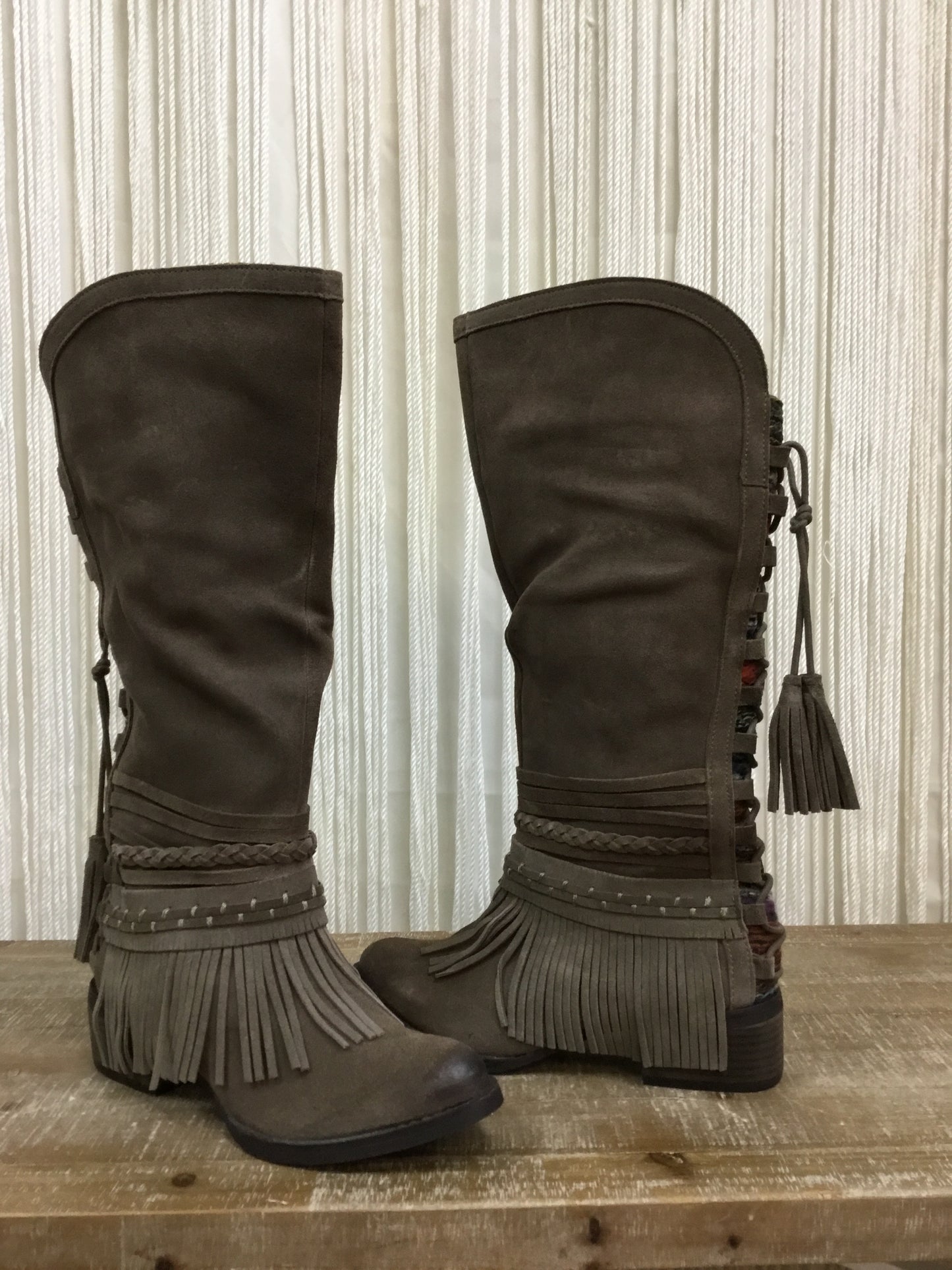 Naughty Monkey Zarape Fringe Boots ~ Taupe