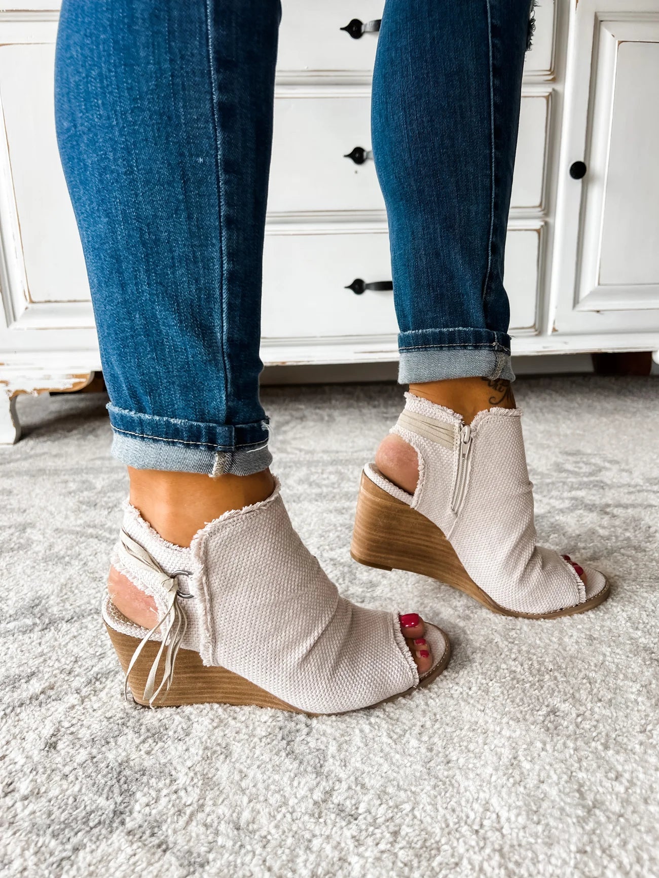 Very G Sis Peep Toe Wedge ~ Cream