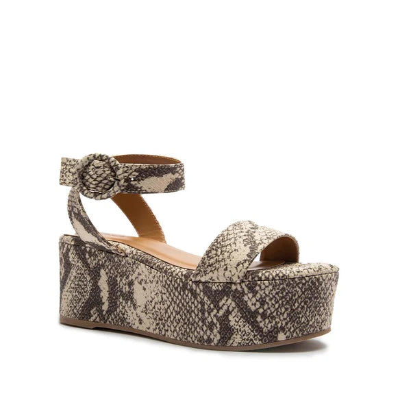 Blondie Snake Print Platform Sandal ~ Stone/Taupe