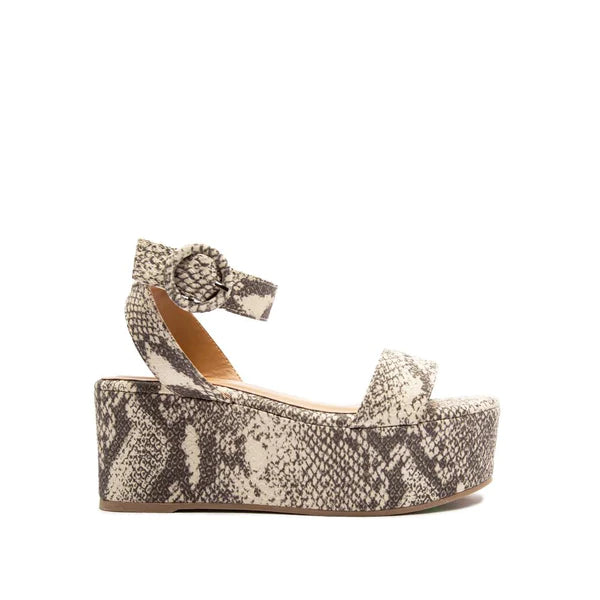 Blondie Snake Print Platform Sandal ~ Stone/Taupe