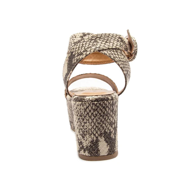 Blondie Snake Print Platform Sandal ~ Stone/Taupe