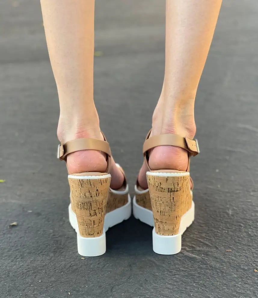 Adler Cork Wedge Sandal ~ Nude