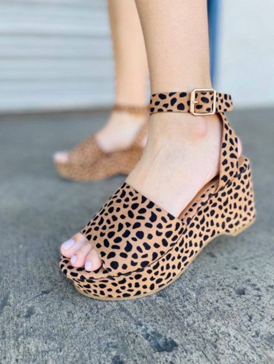 Jamine Ankle Strap Wedge ~ Cheetah