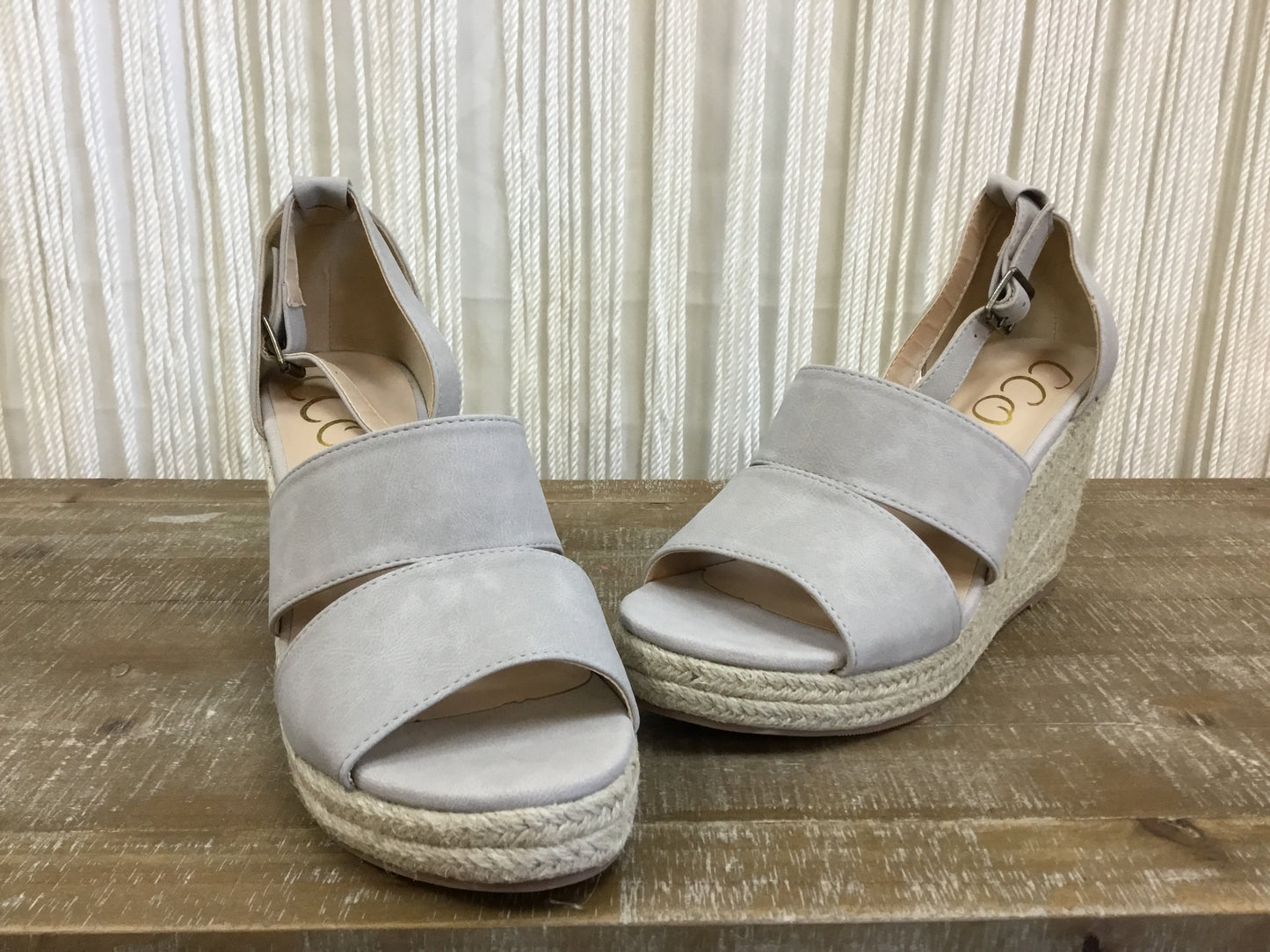 Bella Espadrille Wedge Sandal ~ Light Grey