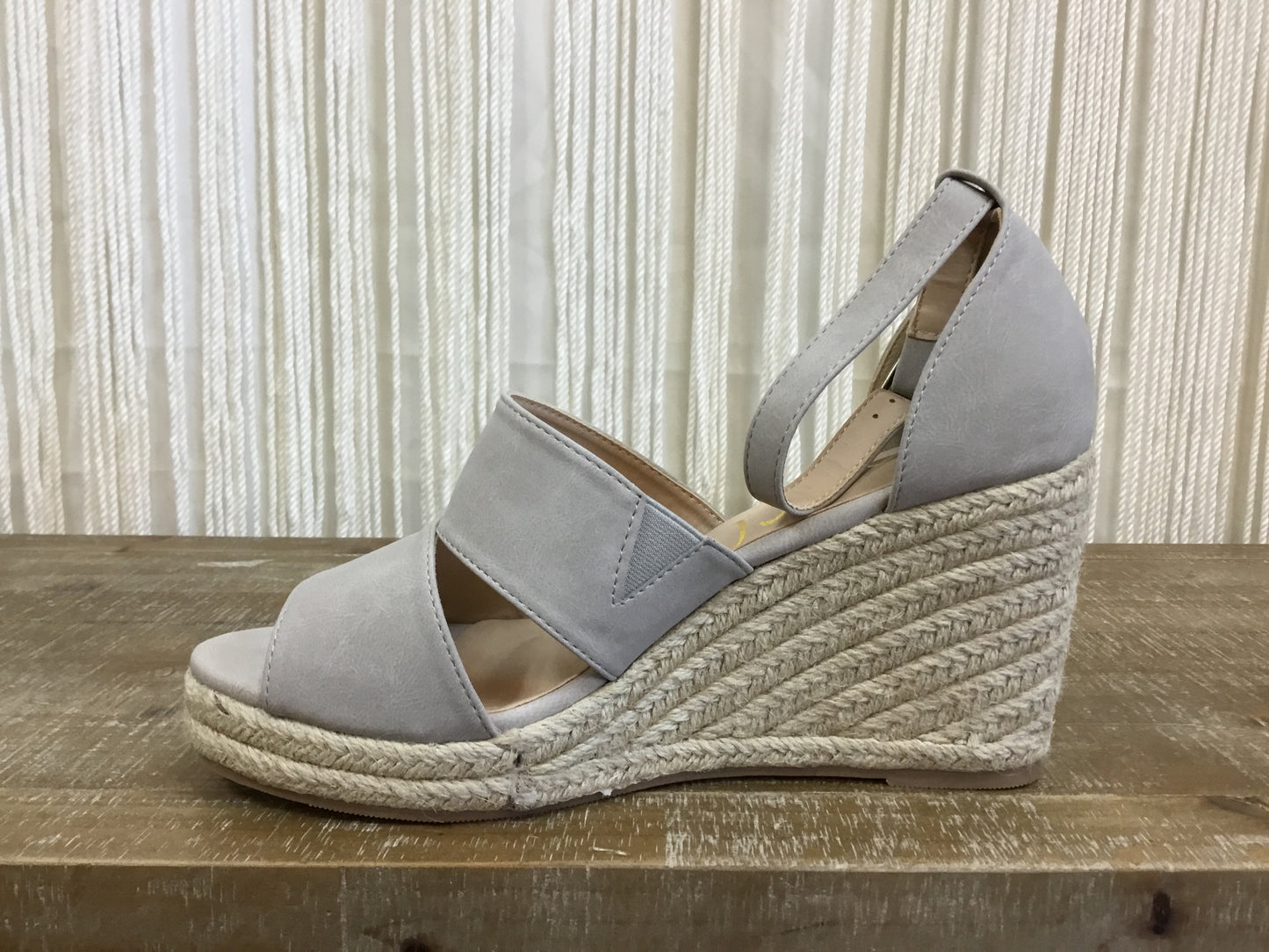 Bella Espadrille Wedge Sandal ~ Light Grey