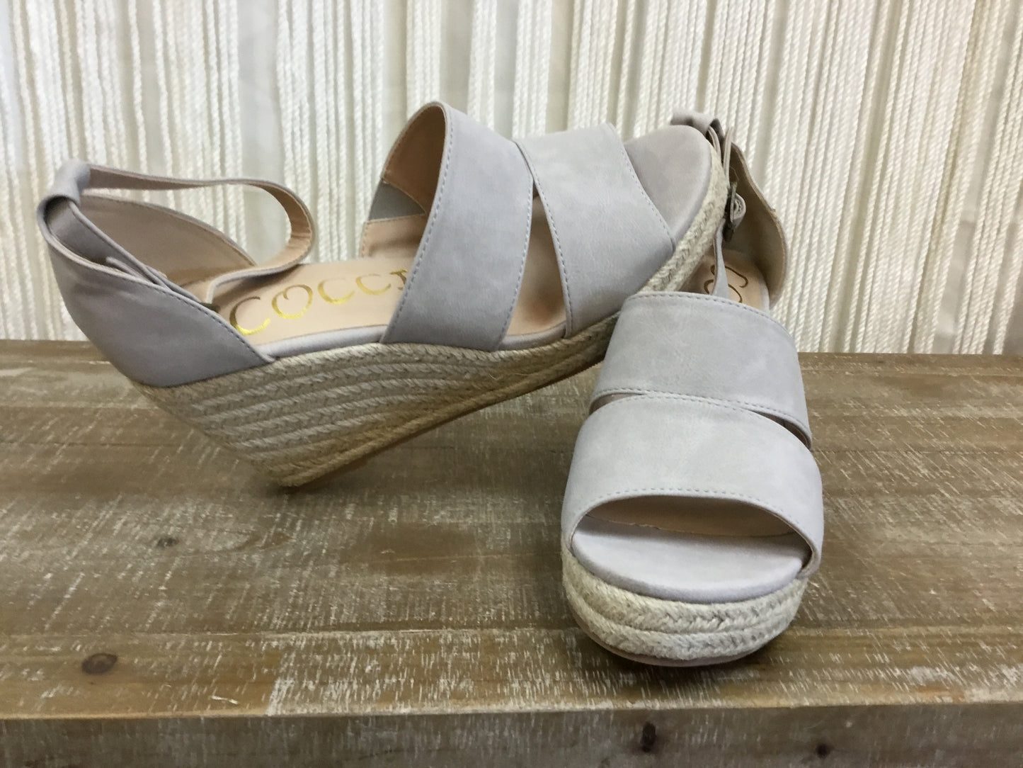 Bella Espadrille Wedge Sandal ~ Light Grey