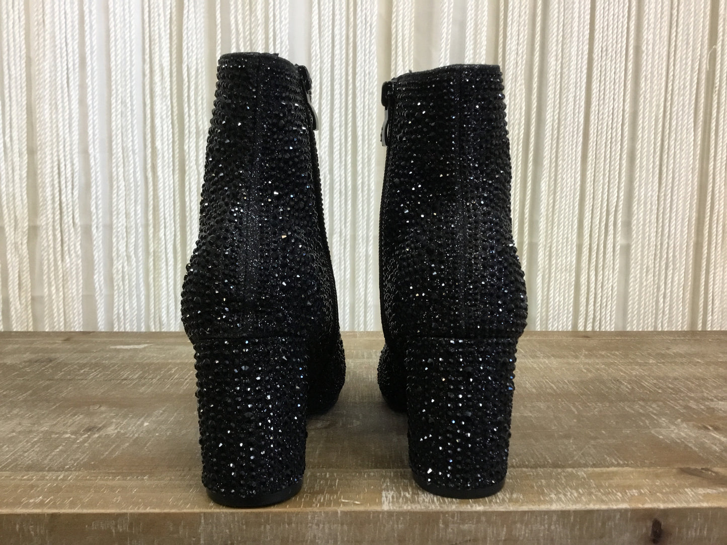 Riley Rhinestone Chunky Heel Ankle Bootie ~ Black