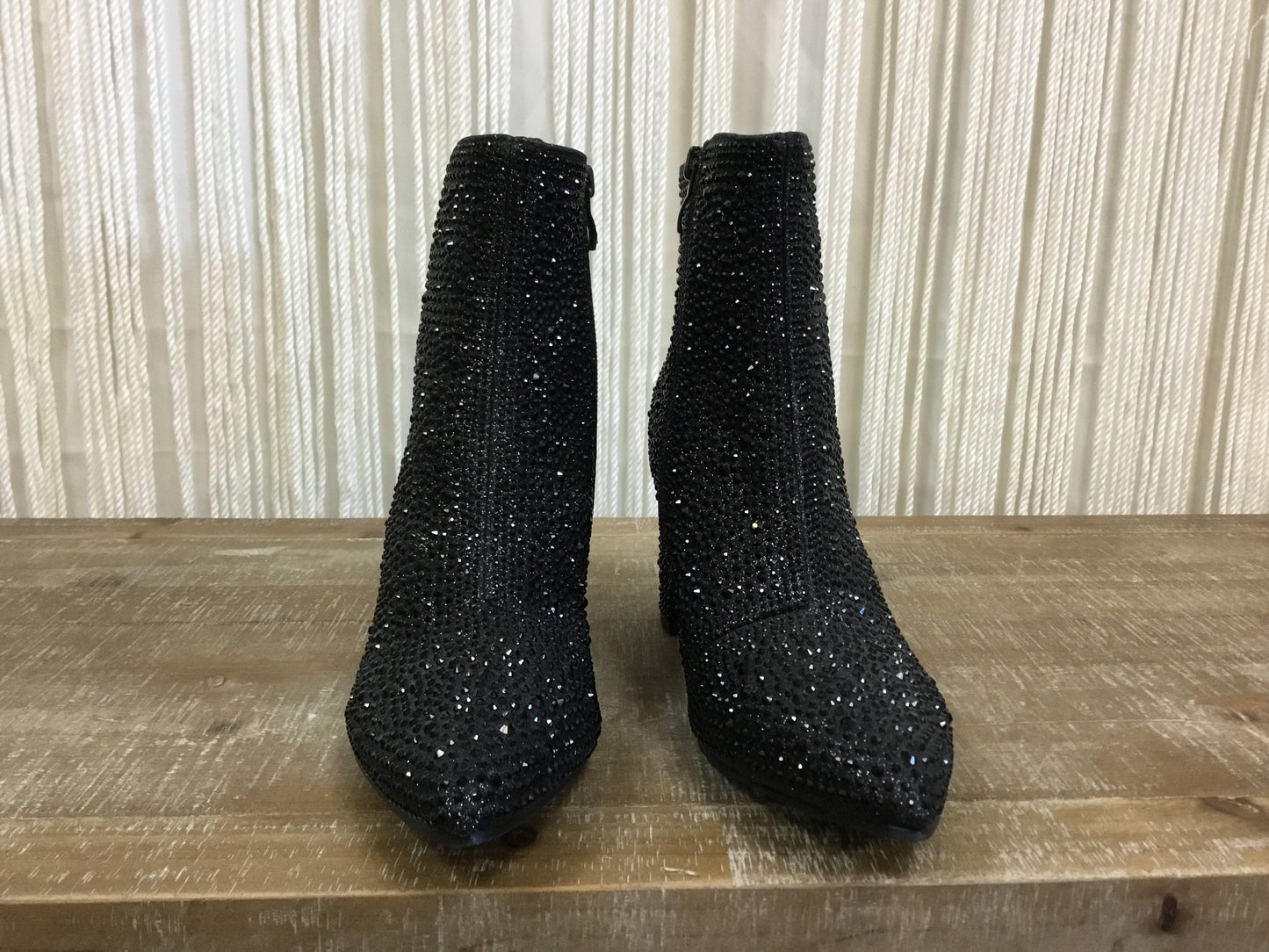 Riley Rhinestone Chunky Heel Ankle Bootie ~ Black