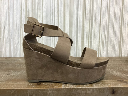 Presley Ankle  Strap Wedge ~ Taupe