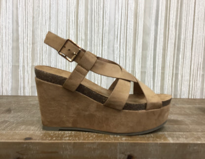 Gracie Strappy Wedge ~ Camel