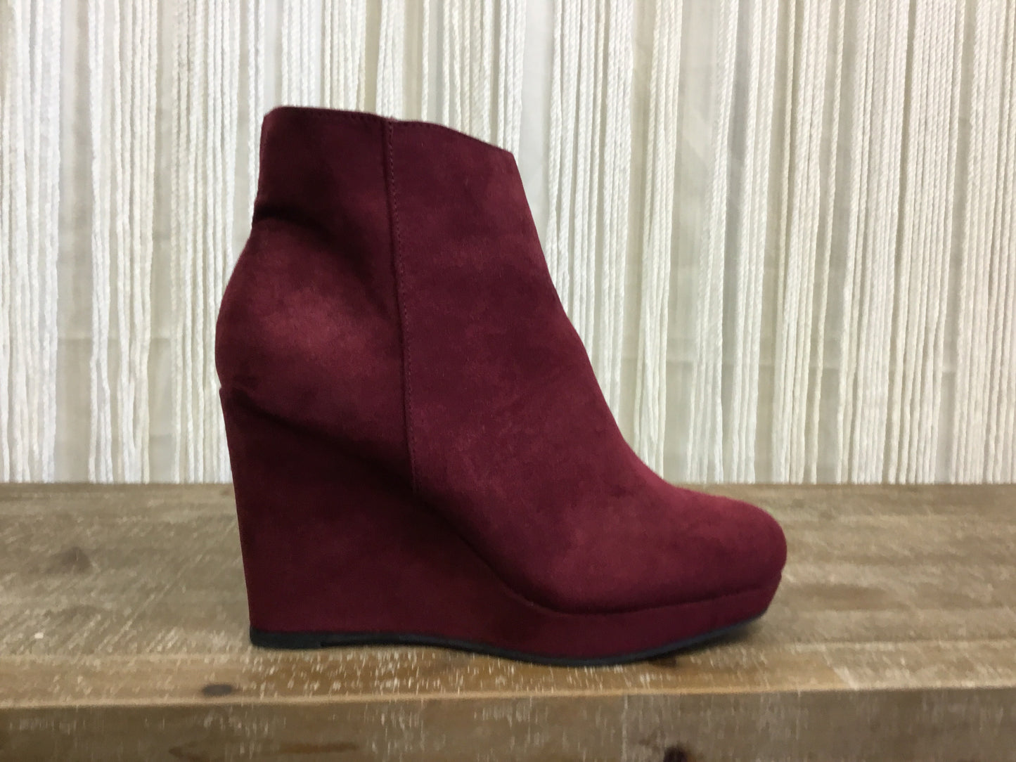 Juliet Suede Wedge Booties ~ Burgundy