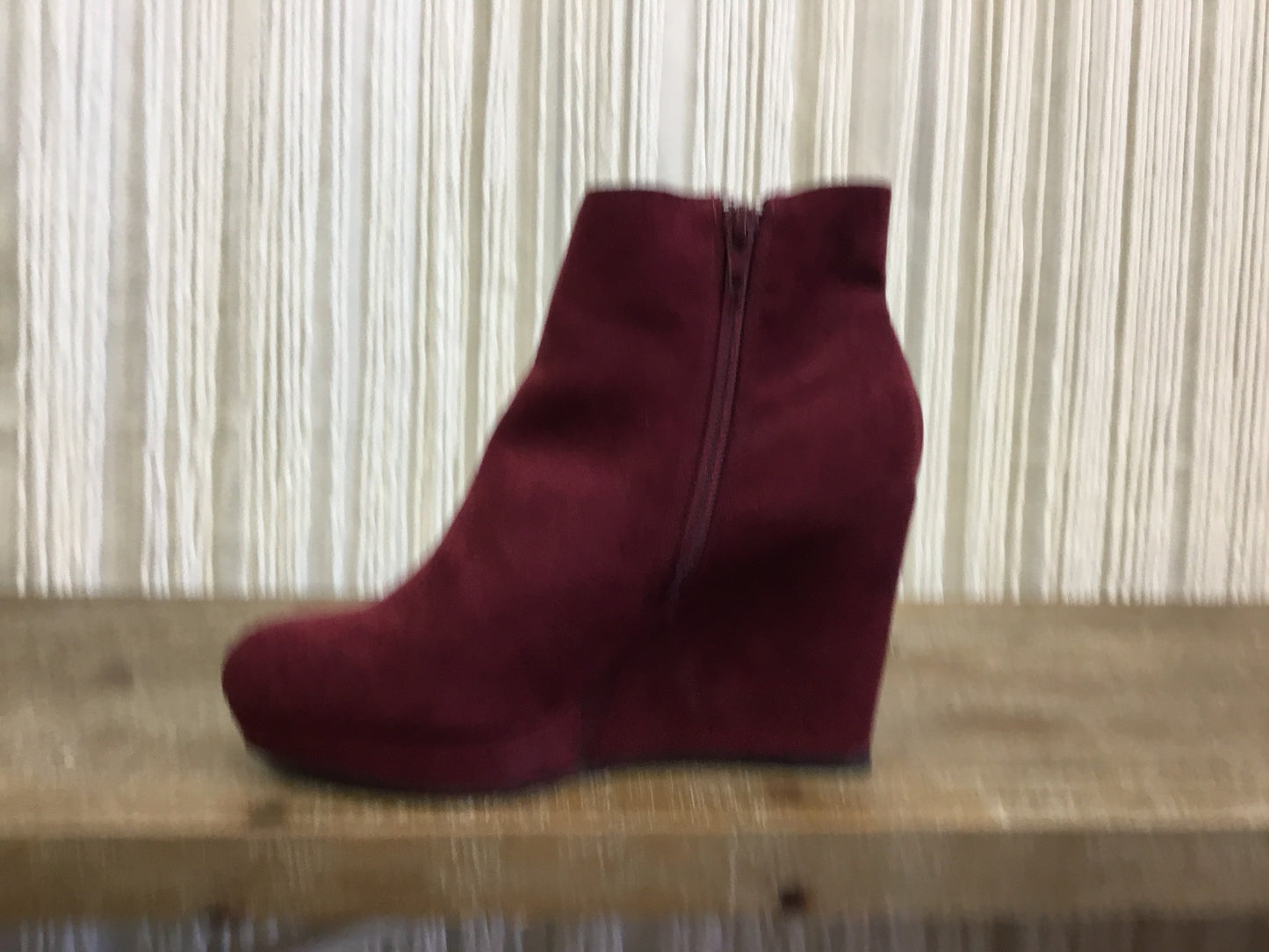 Juliet Suede Wedge Booties ~ Burgundy