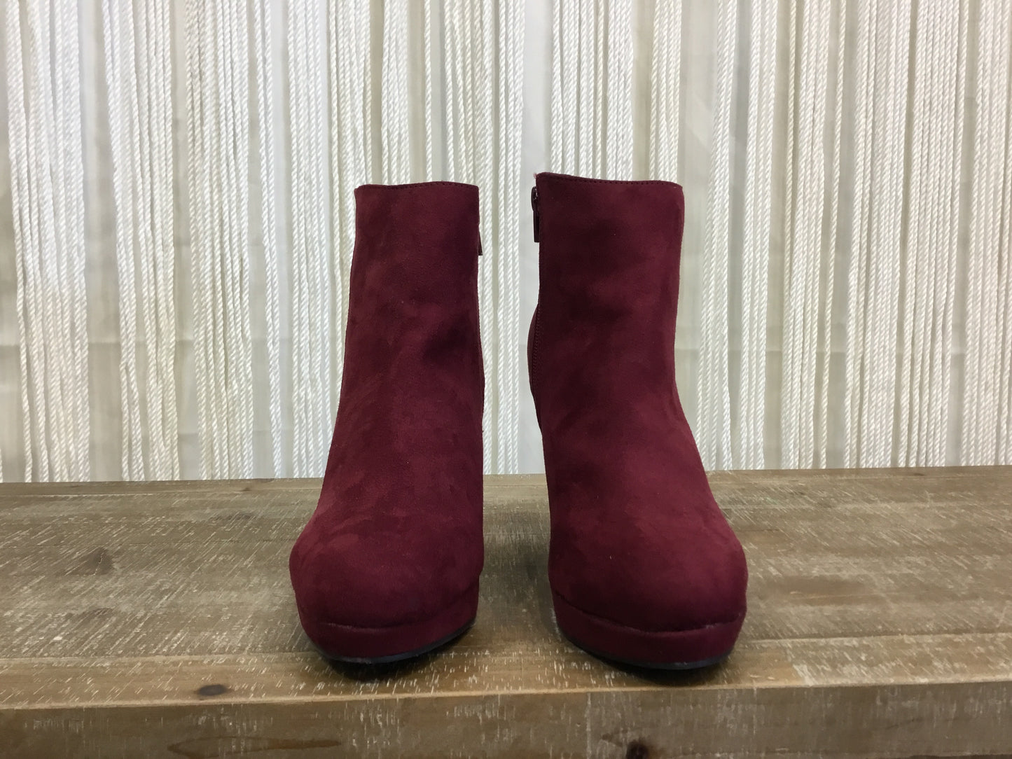 Juliet Suede Wedge Booties ~ Burgundy