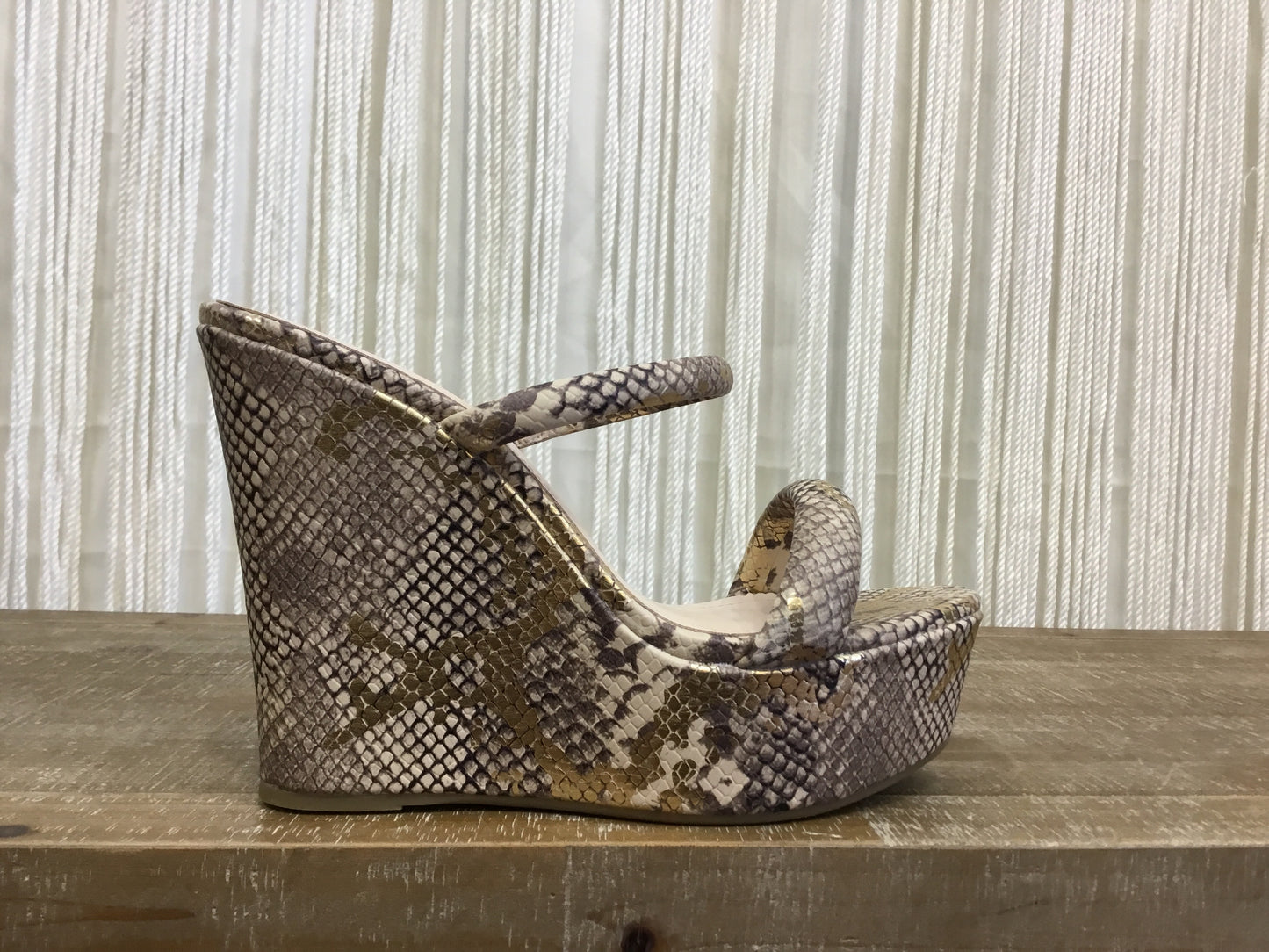 Dehilah Strapy Wedge ~ Gold Snakeskin