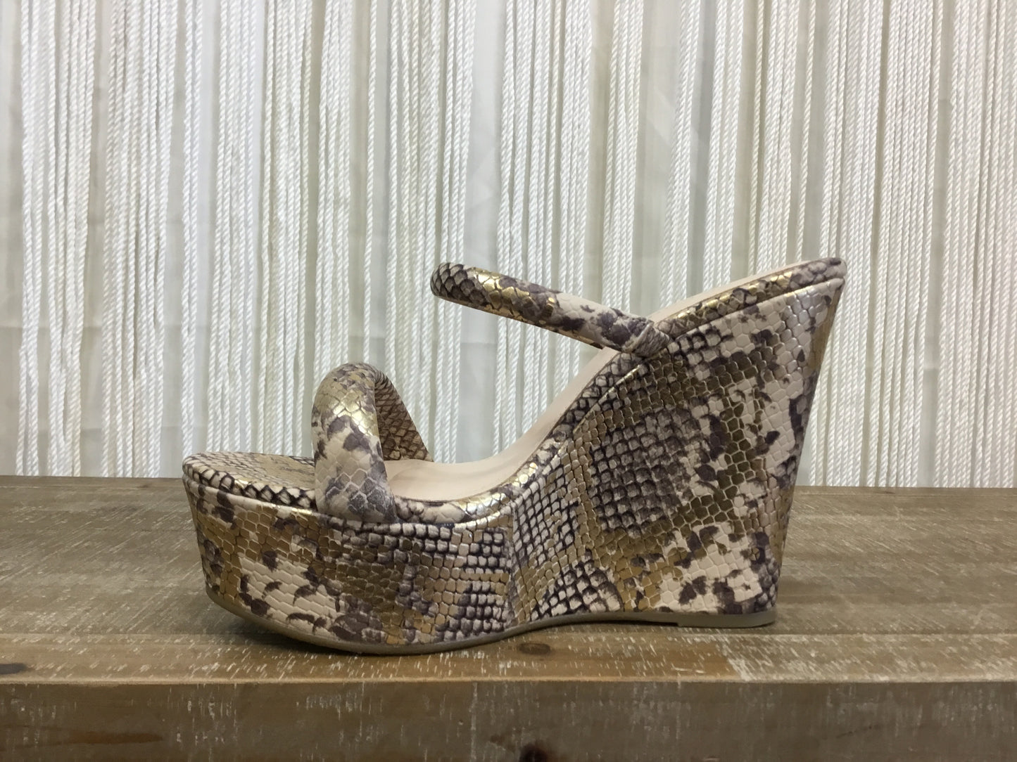 Dehilah Strapy Wedge ~ Gold Snakeskin