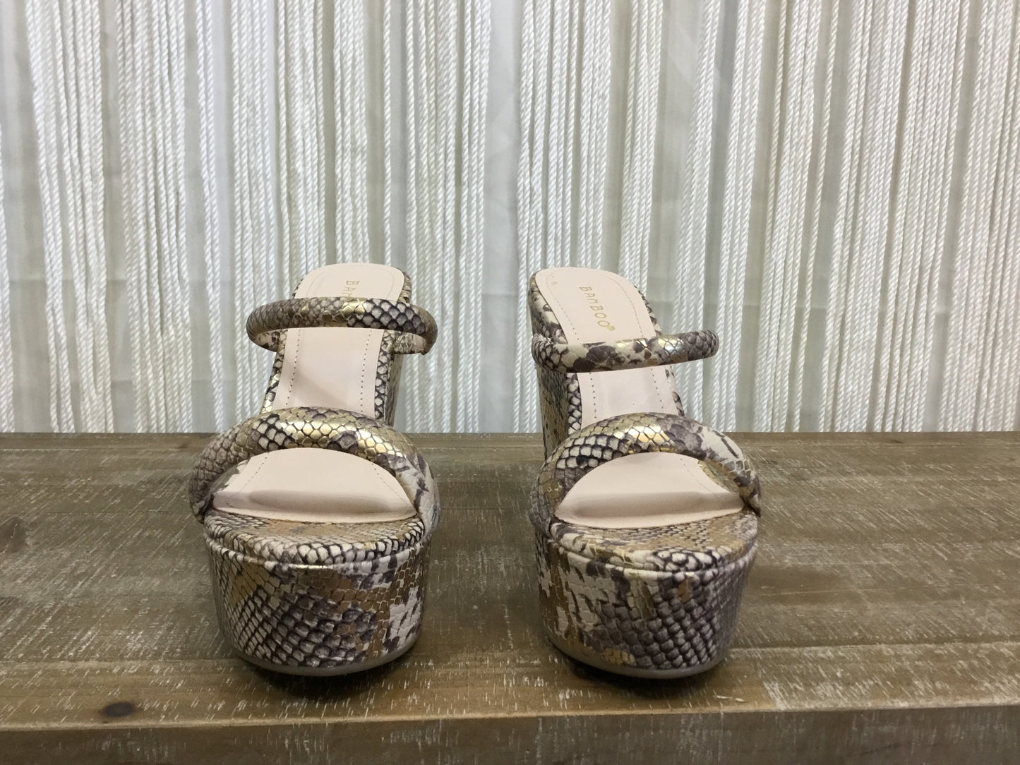 Dehilah Strapy Wedge ~ Gold Snakeskin