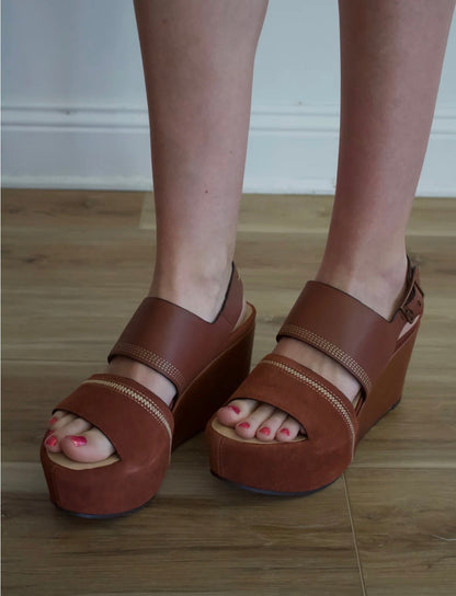 Naked Feet Mallow Wedge ~ Velvet Brown