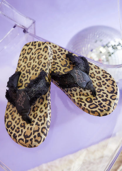 Gypsy Jazz Leopard Bottom Flip Flop ~ Black