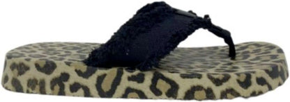 Gypsy Jazz Leopard Bottom Flip Flop ~ Black