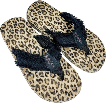 Gypsy Jazz Leopard Bottom Flip Flop ~ Black