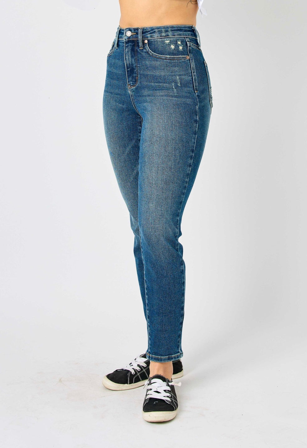 Judy Blue High Waist Tummy Control Slim Jeans ~ Dark Denim