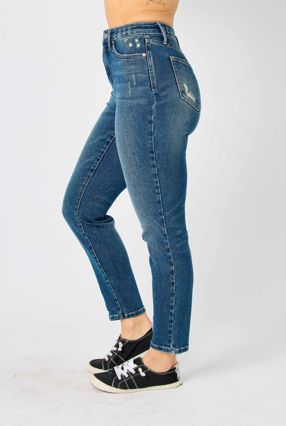 Judy Blue High Waist Tummy Control Slim Jeans ~ Dark Denim