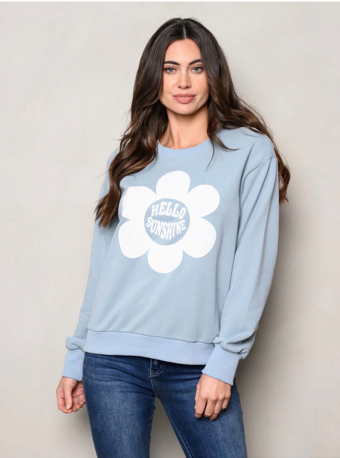 HELLO SUNSHINE Graphic Pullover ~ Light Blue