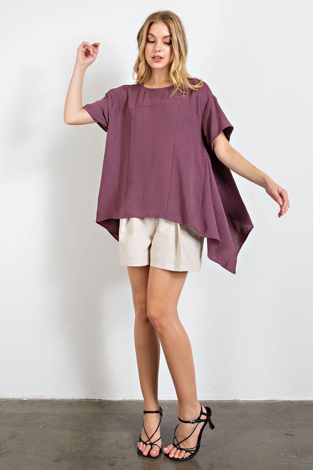 Jayden Loose Fit Linen Blend Top ~ Plum