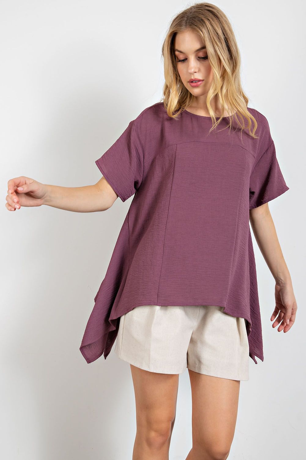 Jayden Loose Fit Linen Blend Top ~ Plum