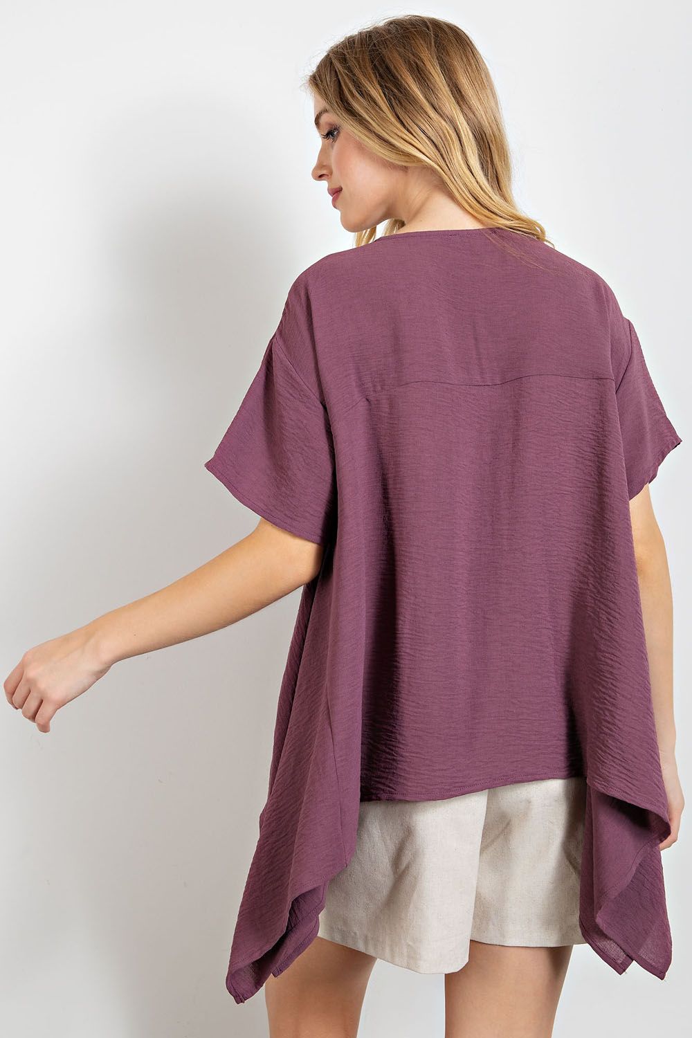 Jayden Loose Fit Linen Blend Top ~ Plum