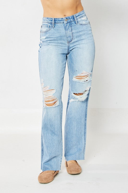 Rigid Magic 90’s Destroy Straight Leg Jeans ~  Denim