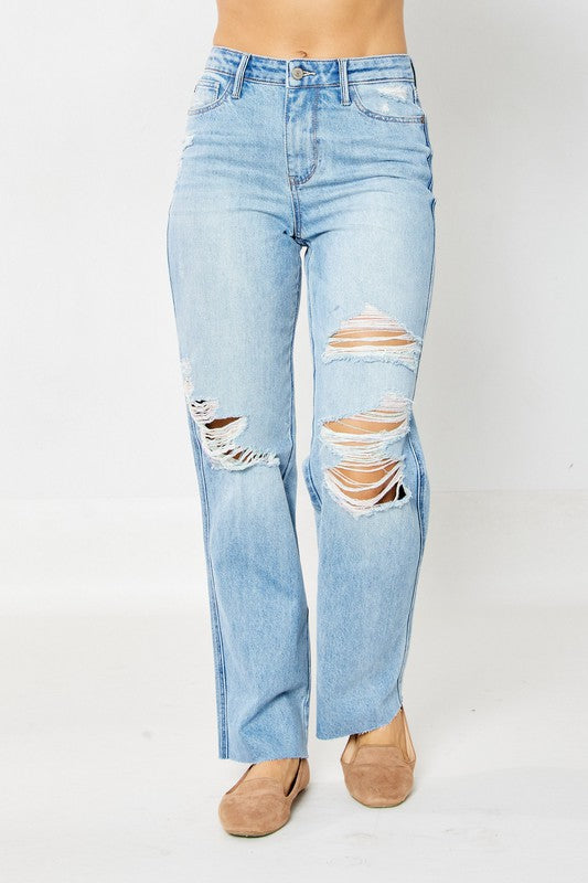 Rigid Magic 90’s Destroy Straight Leg Jeans ~  Denim